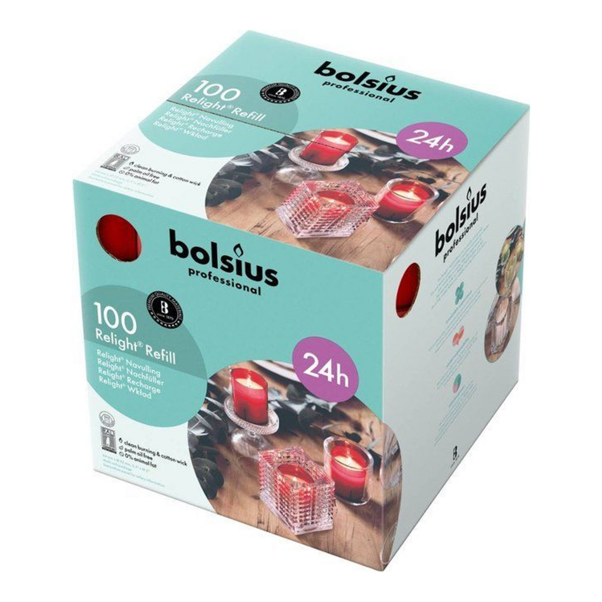 Bolsius Relight Nachfüllung rot ø52x64 mm 24 Stunden (100 Stück)