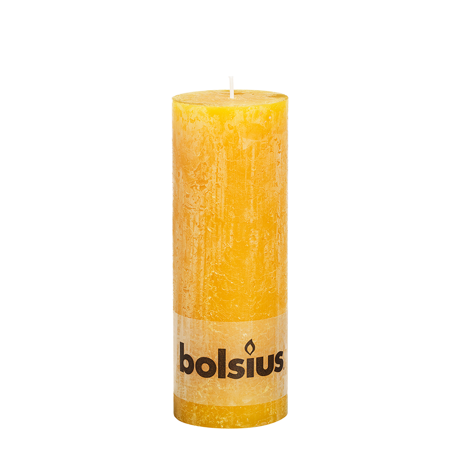 Bolsius rustikale Stumpenkerze Ockergelb 190 68mm