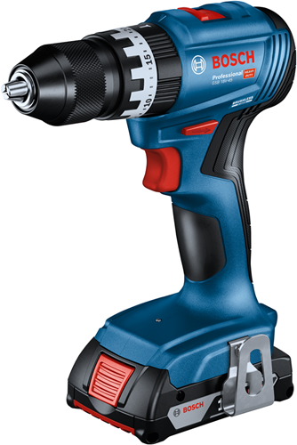 Bosch blauer Akku-Schraub- und Schlagbohrschrauber GSB 18V-45 | 2 x 2,0 Ah Akku + Ladegerät | in L-Boxx - 06019k3303