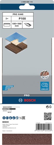 Bosch Zubehör 3 Reifen 100x560 x440, am besten für Holz+Farbe, k100 - 2608606116