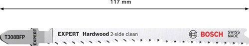 Bosch Zubehör Expert 'Hardwood 2-Side Clean' T 308 BFP Stichsägeblatt 3-teilig - 1 Stück - 2608900547