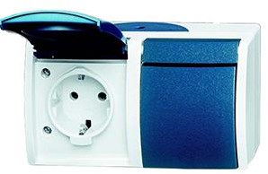Busch Jaeger SWD-Aufputzsteckdose RA doppelt horizontal blau - 4696010