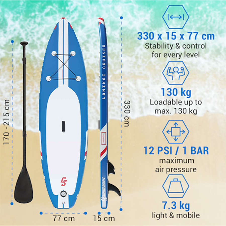 Abi Capital Sports Sup Board Lanikai Cruiser 10'8 blaue Streifen