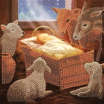 Brandunit Diamond Painting - Weihnachtskarte Baby in Cribbe - 18x18 cm