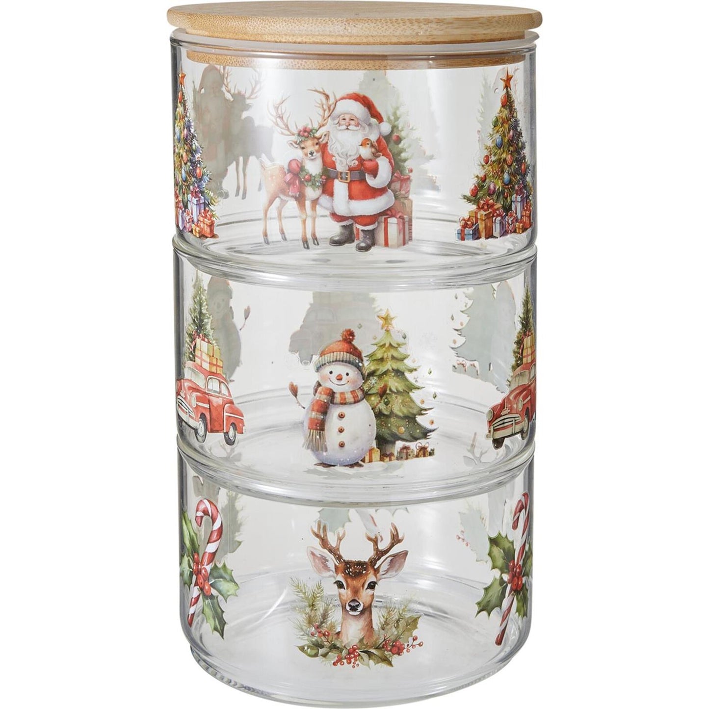 Home Styling Vorratsdose Glas Weihnachten 3-schichtig