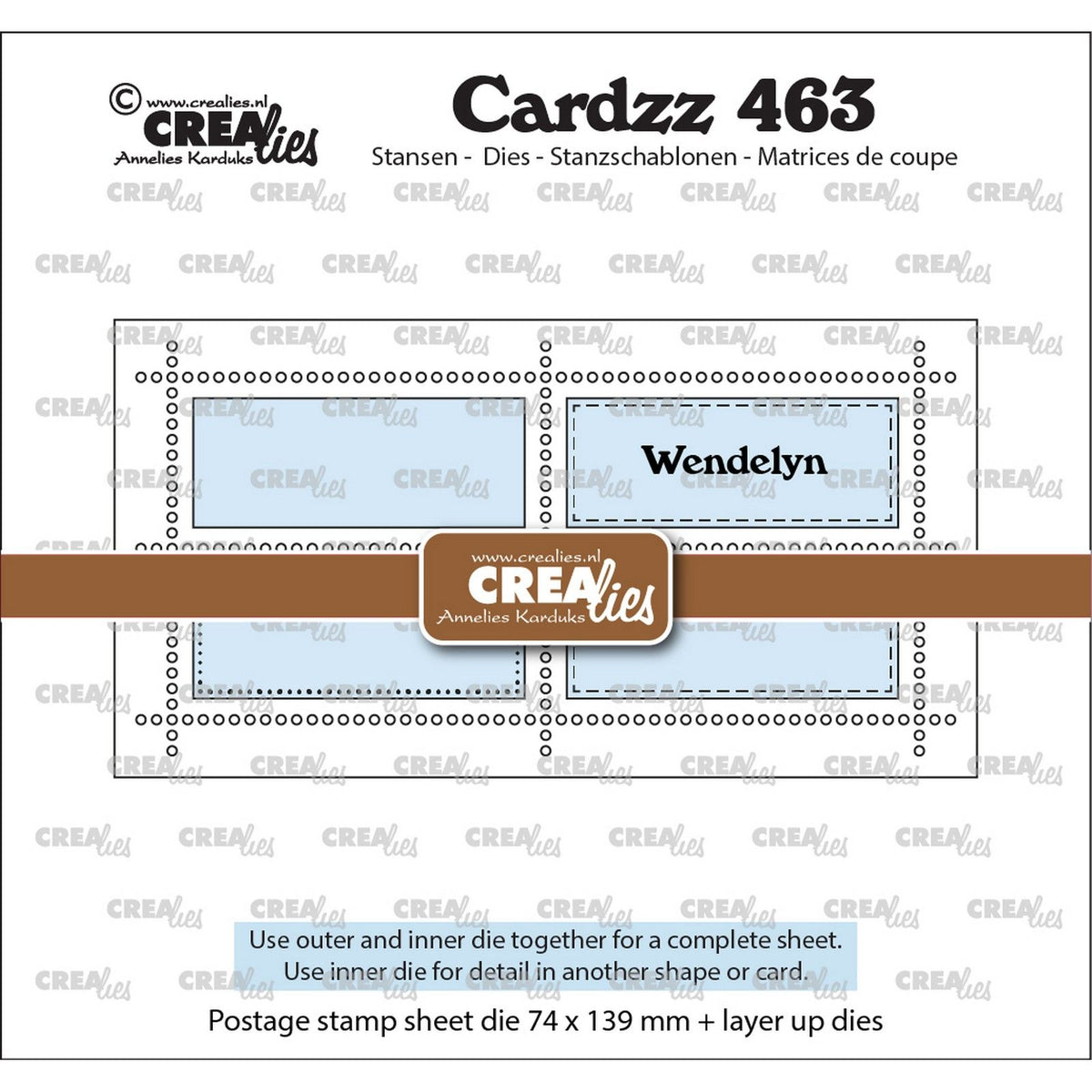 Crealies • Cardzz Die Mini-Slimline-Stempelbogen Wendelyn mit 4 horizontalen Rechtecken