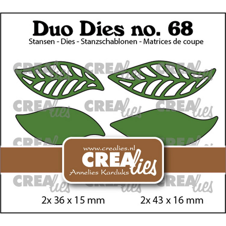Crealies • Duo-Stanzformen Nr. 19, offene, geschlossene Blätter, 4 Stück