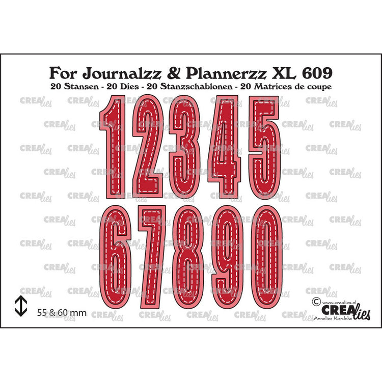 Crealies • Stanzformen für Journalzz Plannerzz Numbers XL mit Schatten Nr. 3