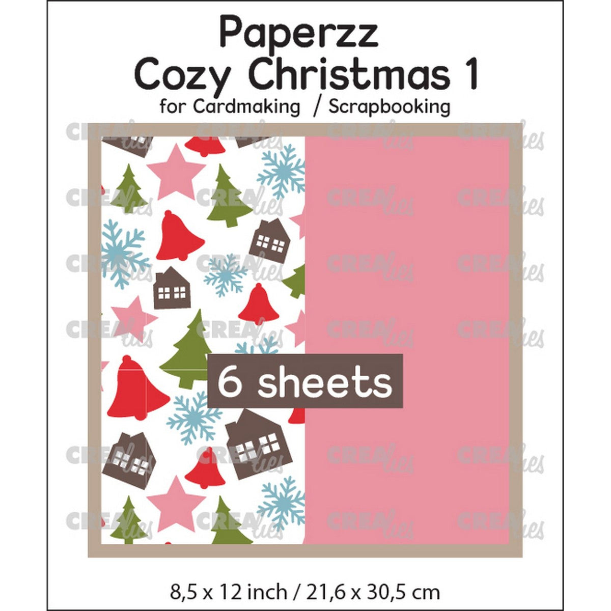 Crealies • paperzz 6x gemütliches Weihnachtsblatt 1: verschiedene + rosa