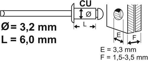 Connex-Niete 3,2 x 6 mm Kupfer (50 Stück) – coxt197306