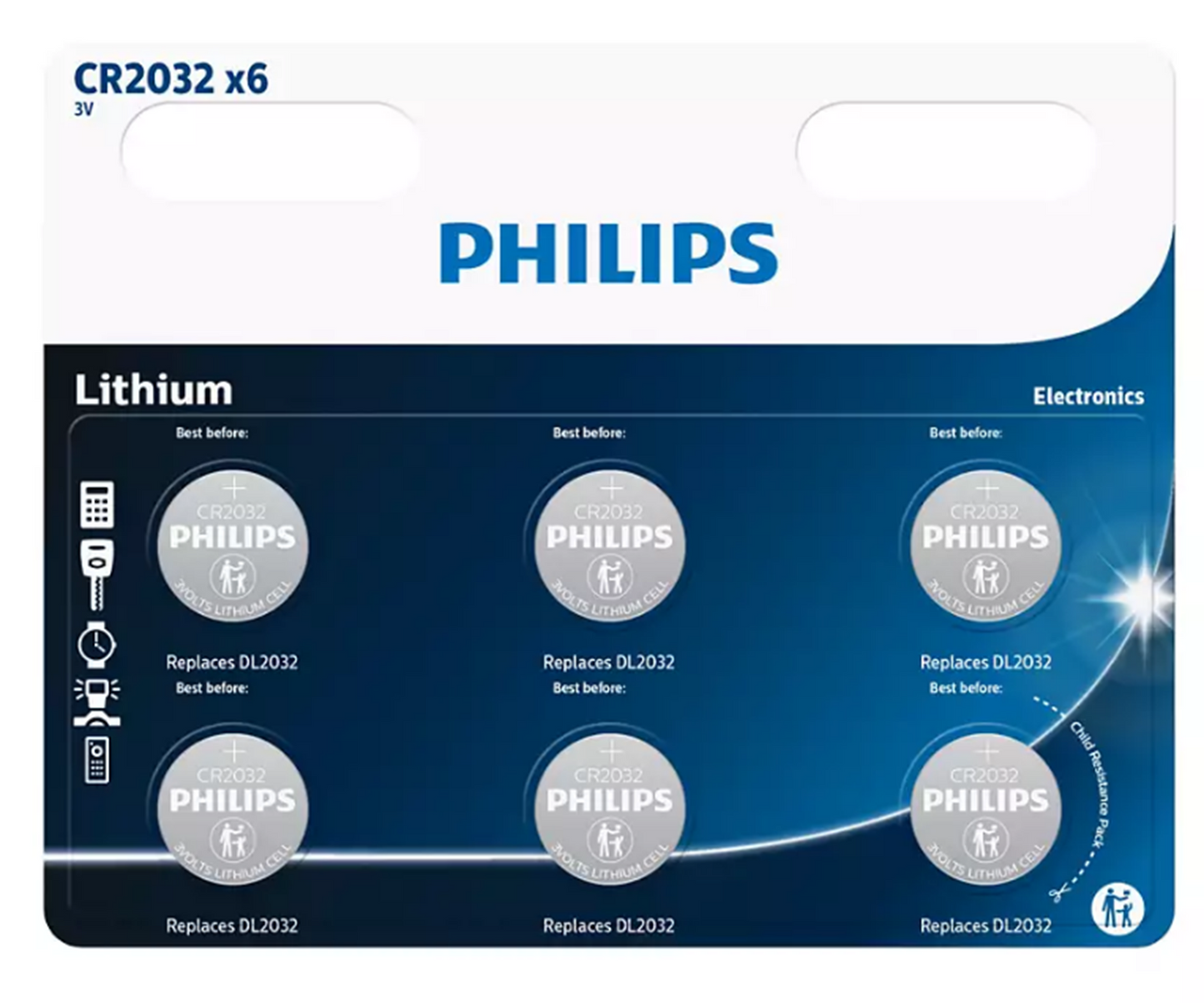 Batterieverkauf Europa Batterie Lithium CR2032, 6st.