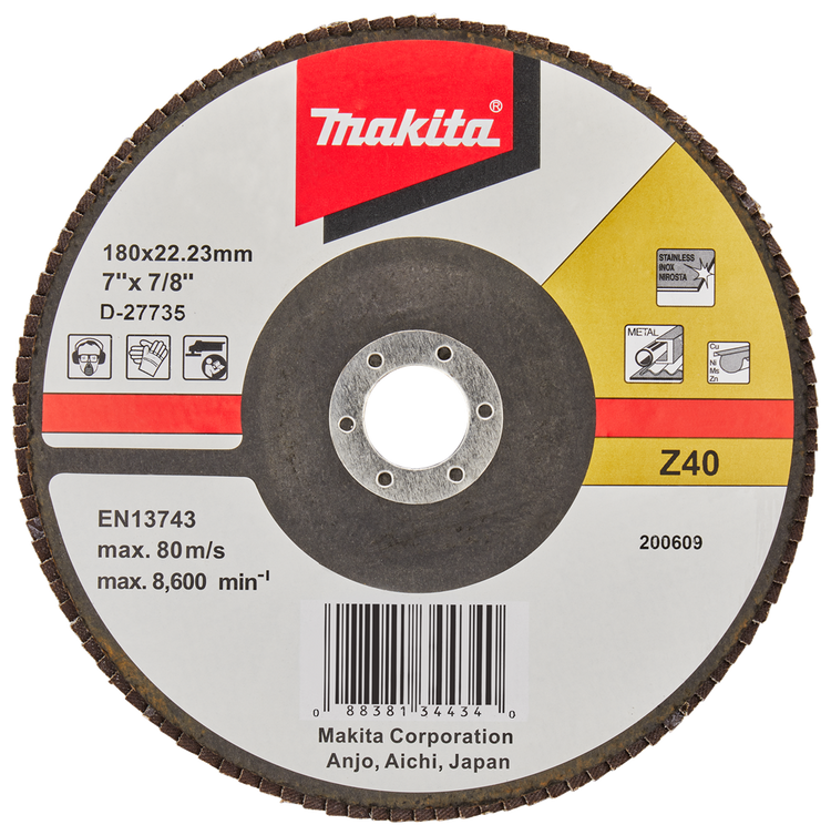 Makita Zubehör Lamellenschleifscheibe 180 mm Z40 – D-27735 D-27735