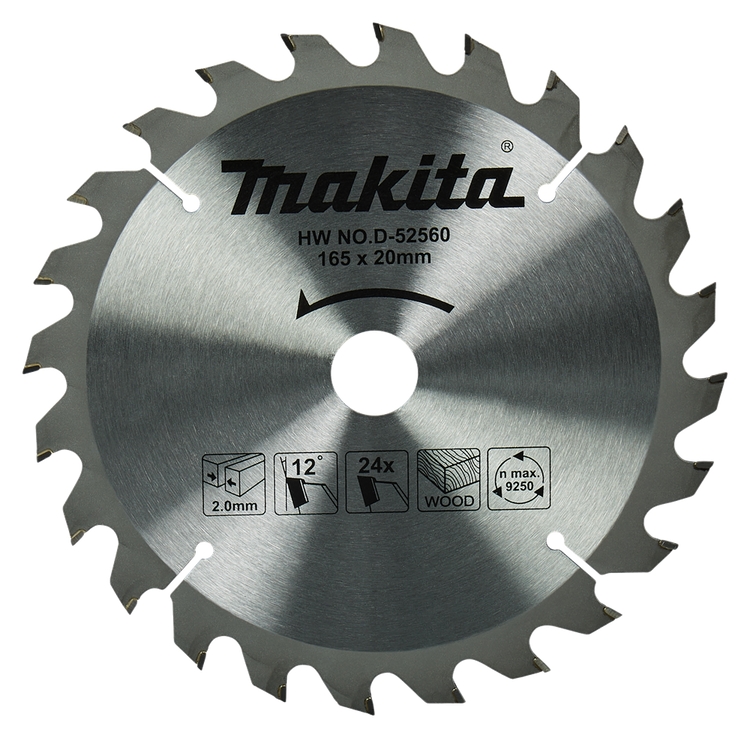 Makita Zubehör Kreissägeblatt Holz | Standard, 165x20x2,0 24t 3g - d-52560 - d-52560