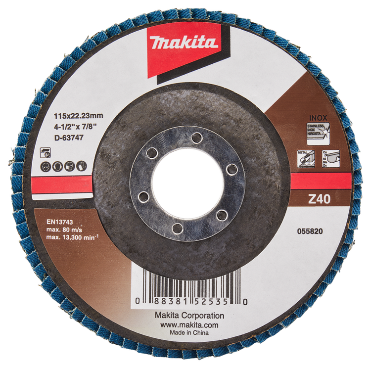 Makita Zubehör Lamellenschleifscheibe 115 mm Z40 – D-63747 D-63747