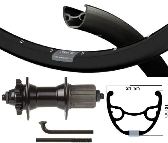 KGS Hinterrad 28 Zoll (622) Rim Spaak schwarze Kassette 8-10 Scheibe