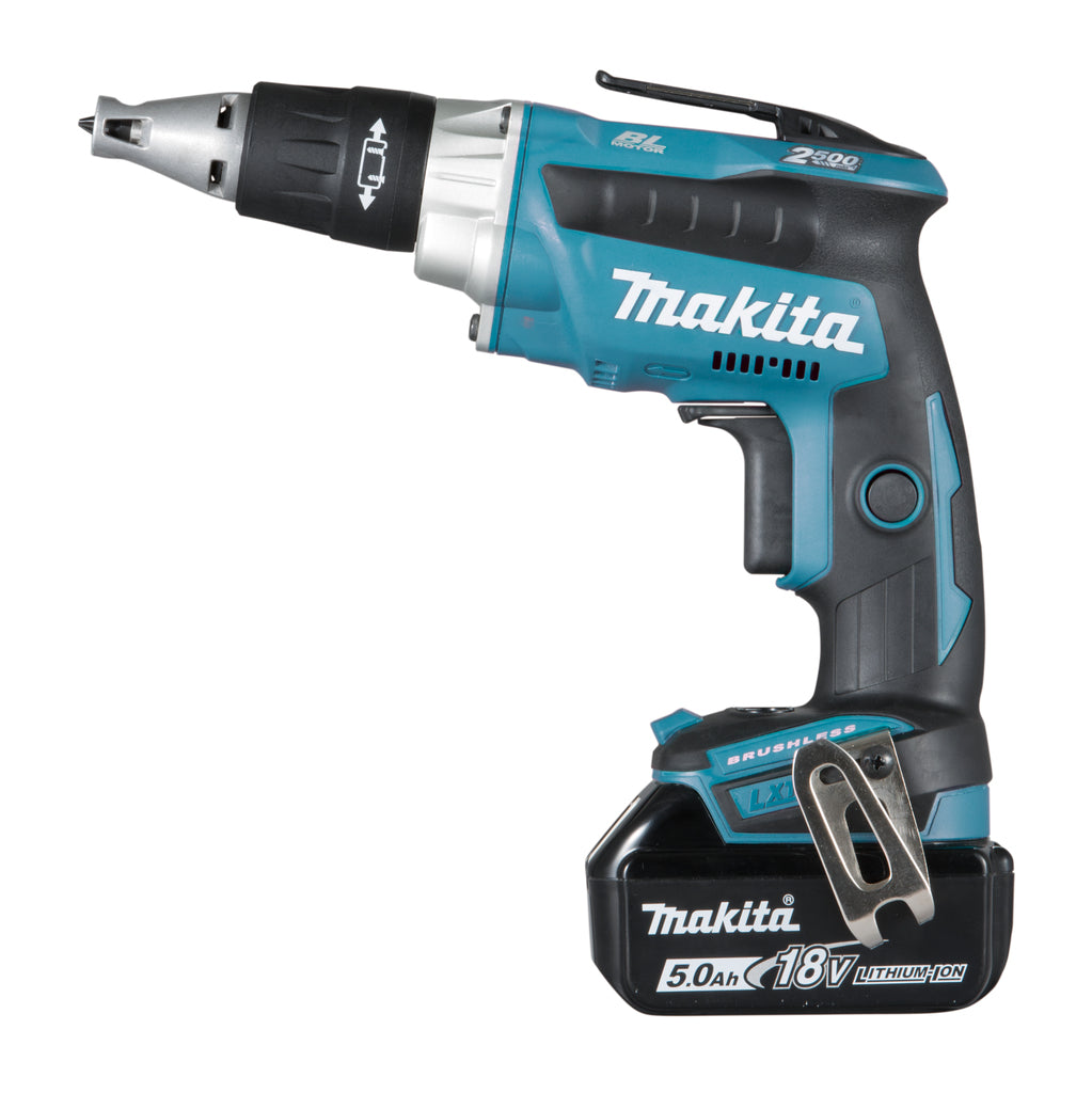 Makita dfs250rtj 18-V-Schraubendreher, 5,0-Ah-Akku (2 Stück), Schnellladegerät, Mbox