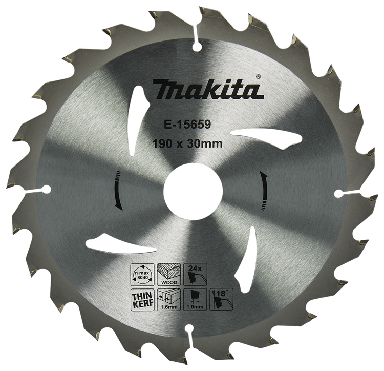 Makita Zubehör Kreissägeblatt Holz | 190x30x1,6 24t 18g - e-15659 - e-15659