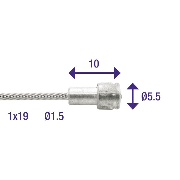 Bremsinnenzug Elvedes 2000mm Edelstahl ø1,5mm V-Nippel (100 Stück)