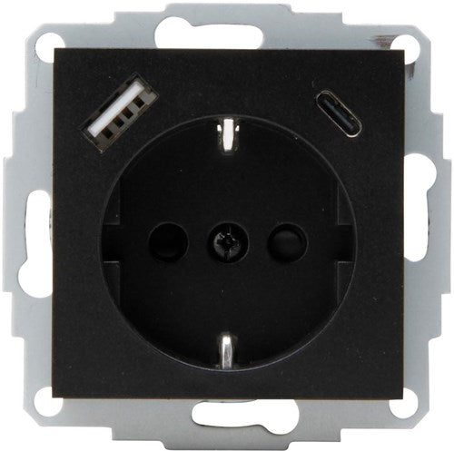 Enzo kopp hk07 anthrazit Einbausteckdose | RA + USB + USB-C – 4623113