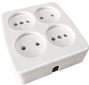 Enzo Tischsteckdose 4V quadratisch weiß 6871220