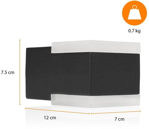 Enzo Wandleuchte | schwarz | quadratisch | 8W LED | IP44 3000k | Smartwares ool-50020 – a5019020