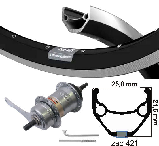 KGs Hinterrad 28 Zoll (622) ZAC421 Black Silver Nexus 3 Bremsnabe