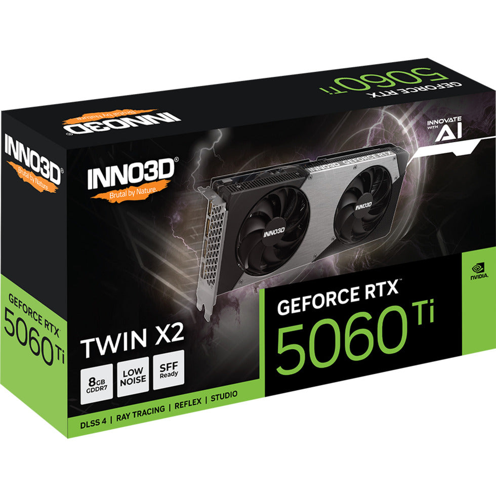 Inno3d N506T2-08D7-193075n GeForce RTX ™ 5060 Ti 8 GB Twin X2, 8 GB, GDDR7, 128-Bit, 650 W
