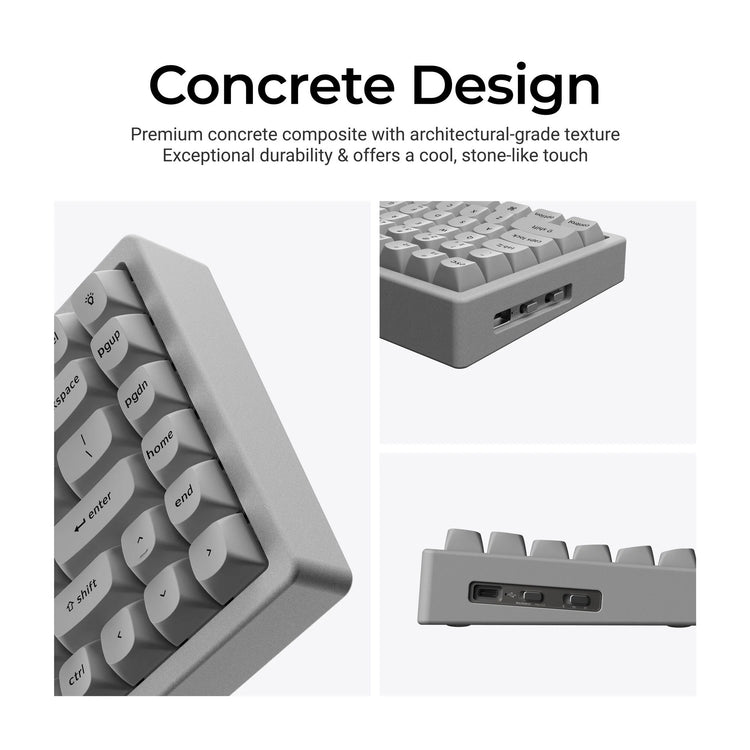 Keychron K2 HE-F1C Concrete Edition RGB mechanische Tastatur (schwarz, US-Layout (QWERTY), Gateron Double-Rail-Magnetnebel, 75 %, RGB-LEDs, OSA Double-Shot PBT, Hot-Swap, 2,4 GHz | Bluetooth 5.2 | USB-C)