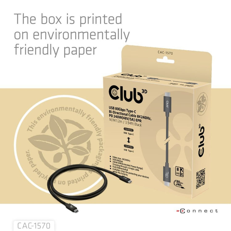 Club 3D USB-C 80Gbit / s zertifiziert 240W 8K 240 Hz