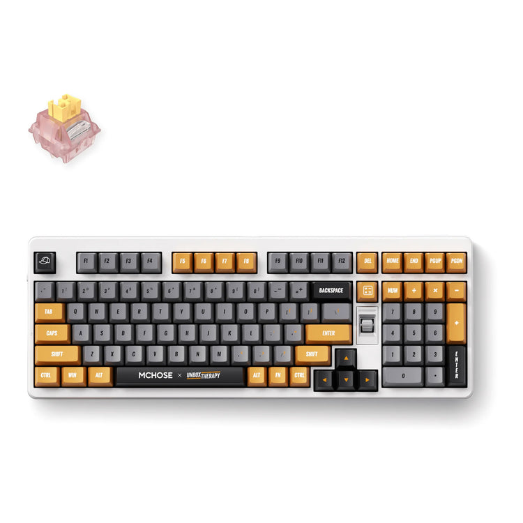 Mchose x Unbox Therapy – UT98 mechanische Tastatur, Tastatur (Retro Therapy, Silent Peach V3 Switch, 98 %, RGB, Hot Swap, 2,4 GHz USB-C Bluetooth)
