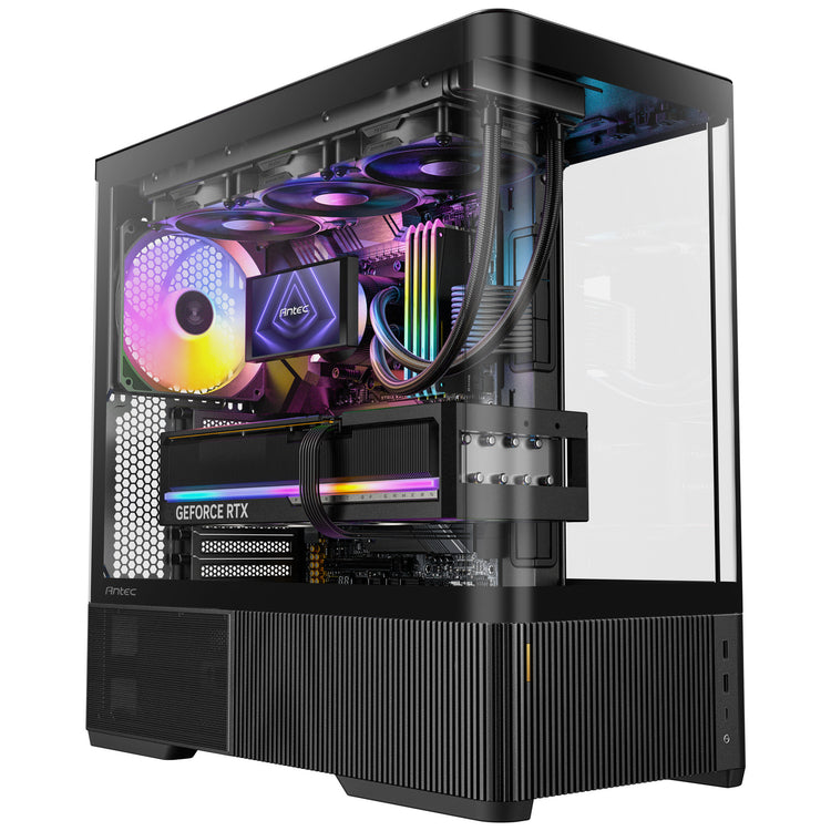 Antec C6 Curve Argb Midi-Tower-Gehäuse (schwarz | 2x USB-A | 1x USB-C | gehärtetes Glas)