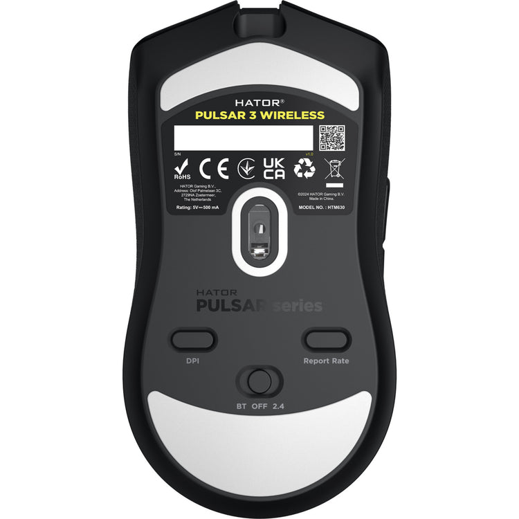 Hator Pulsar 3 kabellose Gaming-Maus (schwarz, 400–11.000 dpi, RGB, 2,4 GHz Bluetooth 5.1 USB)