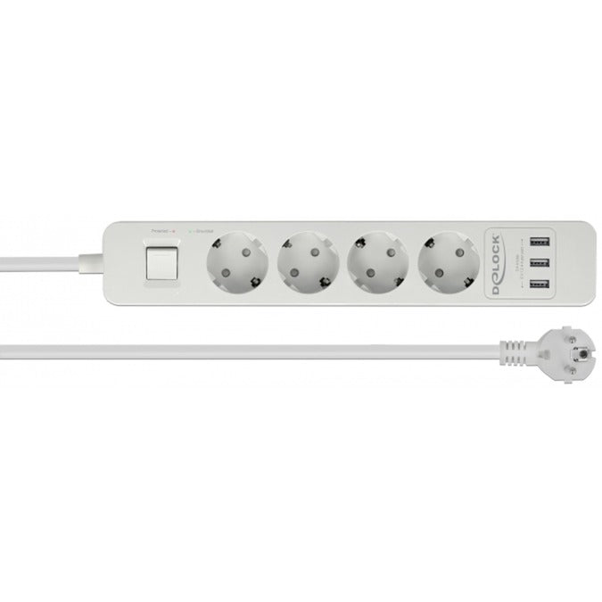 Delock 4-Wege-Sockel mit USB-Anschlüssen