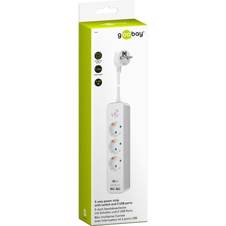 Goobay 3-Wege-Sockel mit Schalter und USB