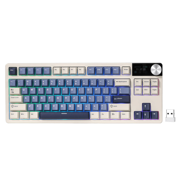 Royal Kludge S85 TKL kabellose Gaming-Tastatur (US-Layout, Horizon Blue, Cloud Switch, 80 %, RGB, Hot Swap, 2,4 GHz USB-C Bluetooth)