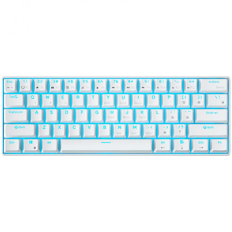 Royal Kludge RK61 kabellose mechanische Tastatur, Gaming-Tastatur (weiß, US-Layout, roter Schalter, 60 %, RGB, Hot-Swap, 2,4 GHz USB-C Bluetooth)