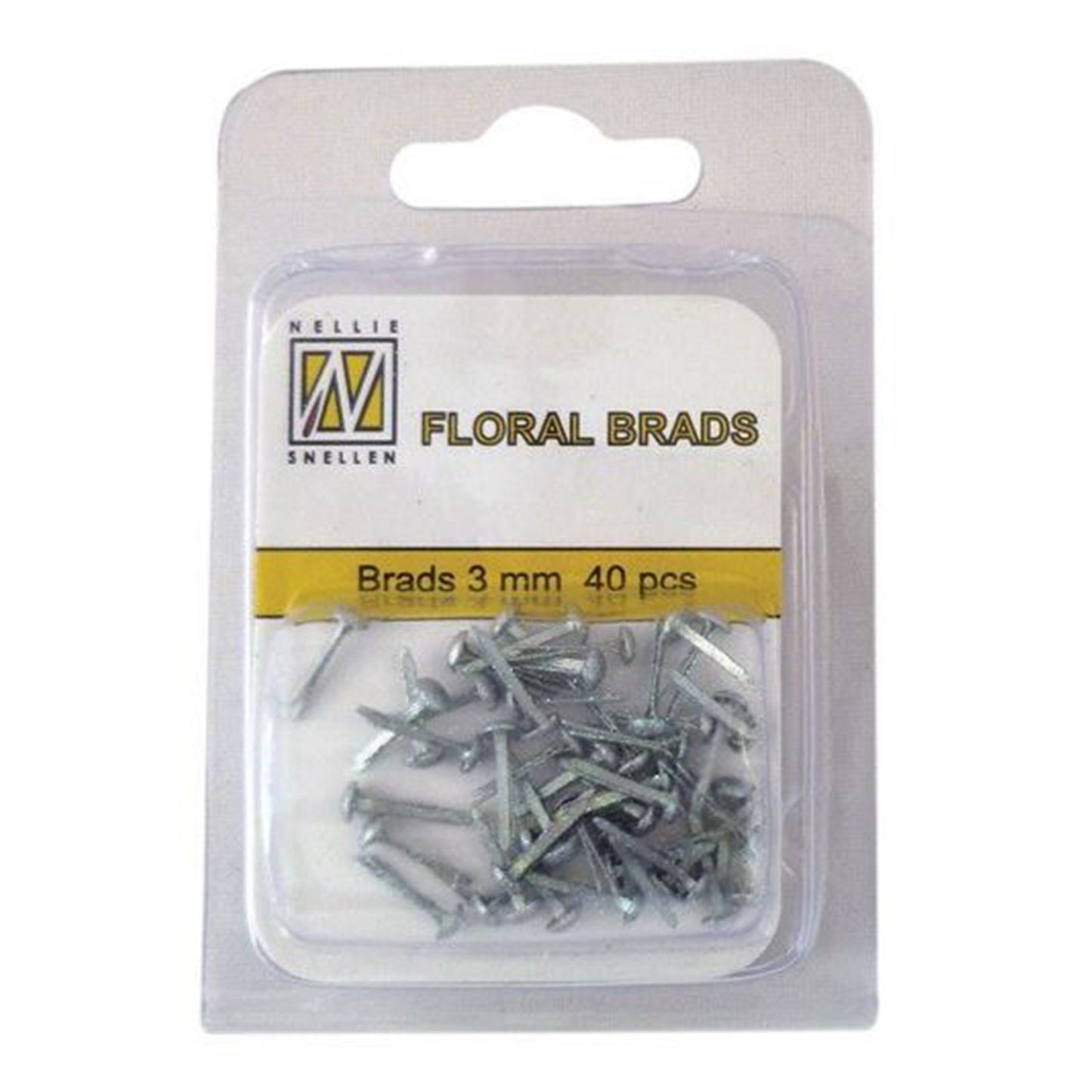 Nellies Wahl • Blumen-Glitzernadeln 3 mm. 40 Stück Packung Silber 7542u Metallic