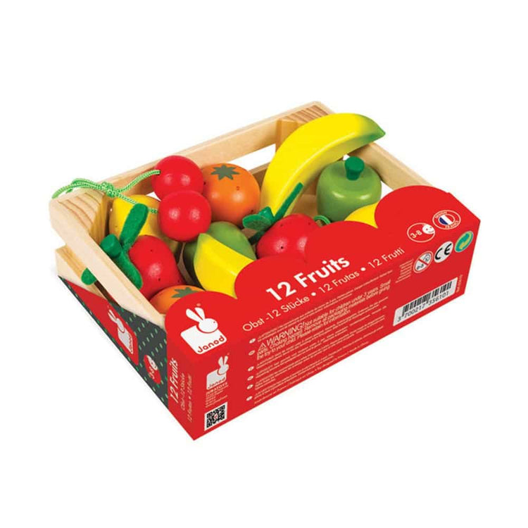 12. Januar Stücke Holzfrüchte in Holzkiste