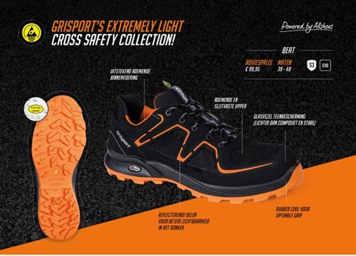 Ty Grisport Safe Cross Safe Beat 33602 Low S3 Schwarz Orange – Größe 43 – 00.049.007.43