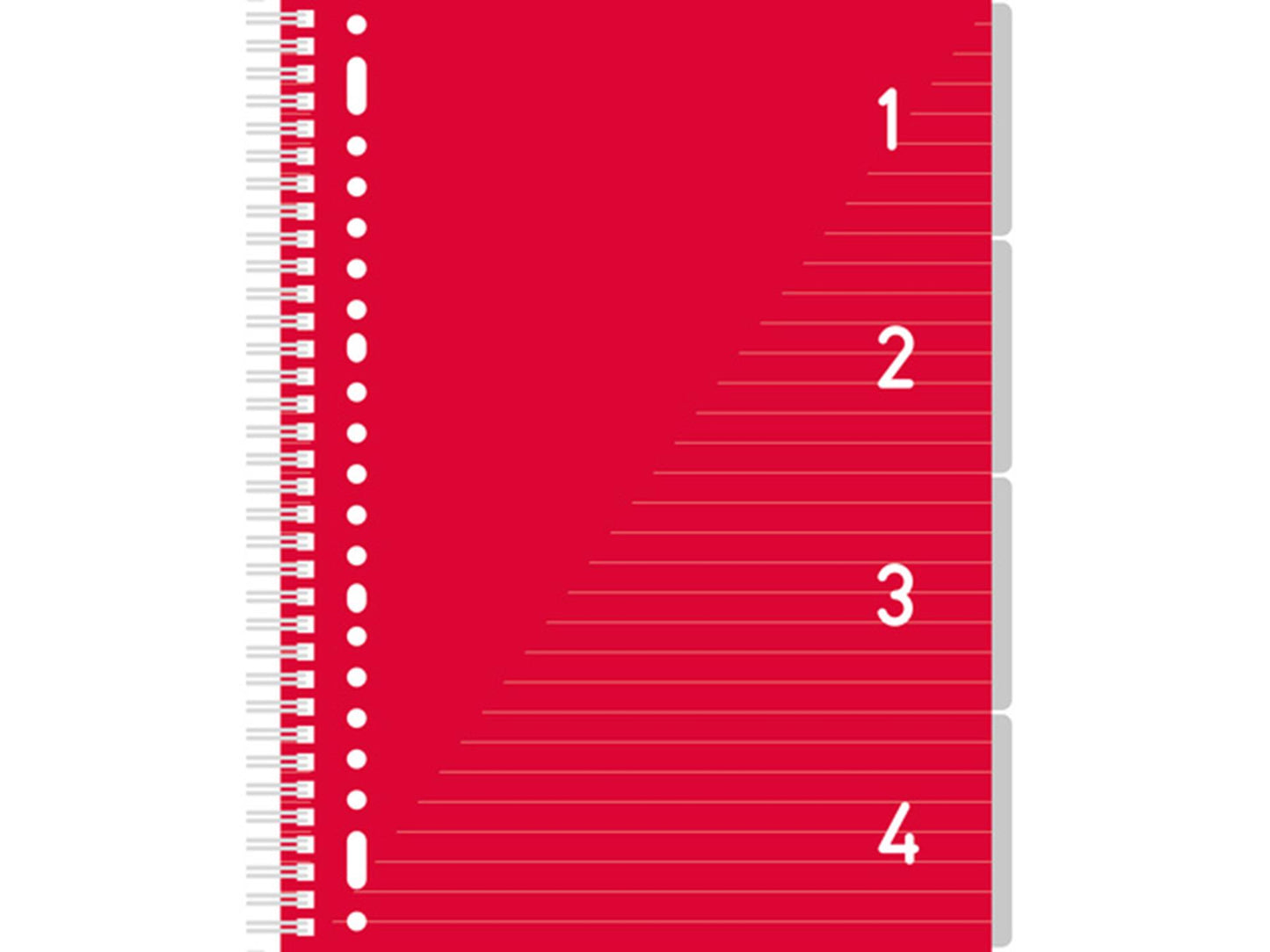 Kangaro 4 in 1 Schreibblock A4, liniert rot