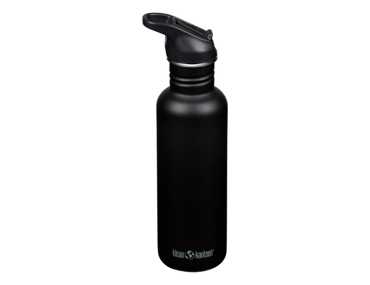 KLEAN Kanteen -Trinkflasche - Klassiker - Sportkappe mit Flip - Schwarz - 800 ml