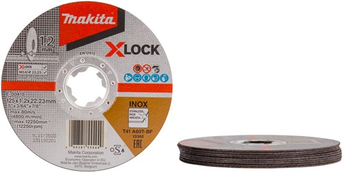 Makita-Zubehör e-00418 | Trennscheibe | x-lock | 125x1,2x22,23mm | Edelstahl | 10 Stück - e-00418