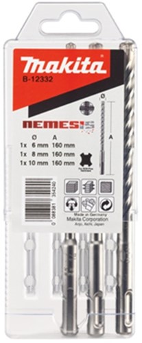 Makita-Zubehör P4S: SDS-Plus-Bohrer 3-teiliges Set – 6 8 10 x 160 mm – B-12332