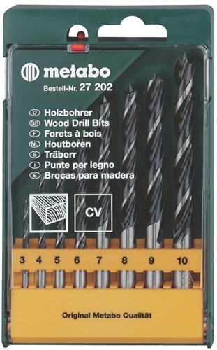 Metabo Zubehör Bohrerkassette, 8 Holzbohrer - 627202000