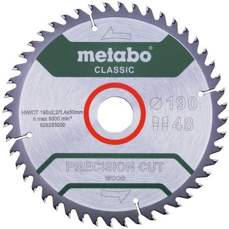 Metabo Zubehör Kreissägeblatt | Präzisionsschnitt-Klassiker | 190x30mm | z48 wz 15° - 628283000