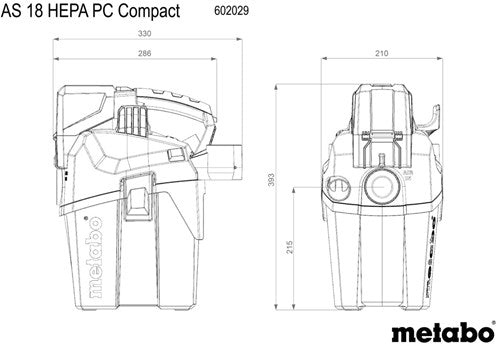 Metabo AS 18 HEPA PC Compact Akku-Allzweckstaubsauger | 18v | ohne Akkupacks und Ladegerät - 602029850