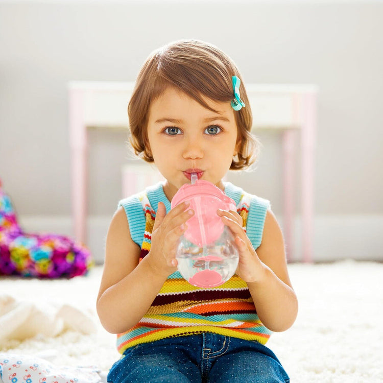 Munchkin Tip Sip Anti-Spill-Strohhalmbecher – Trinkbecher mit Strohhalm – spülmaschinenfest – ab 6 Monaten – 207 ml – rosa – Trinkbecher mit Strohhalm