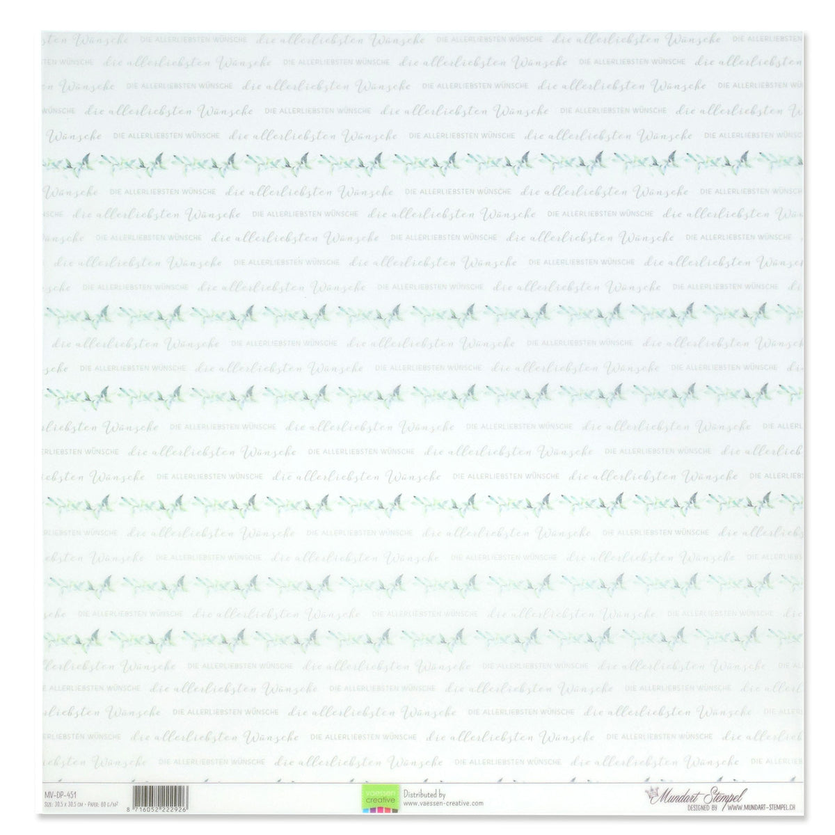 Mundart-Stempel • Pergamentpapier Deutscher Text die allerliebsten Wünsche
