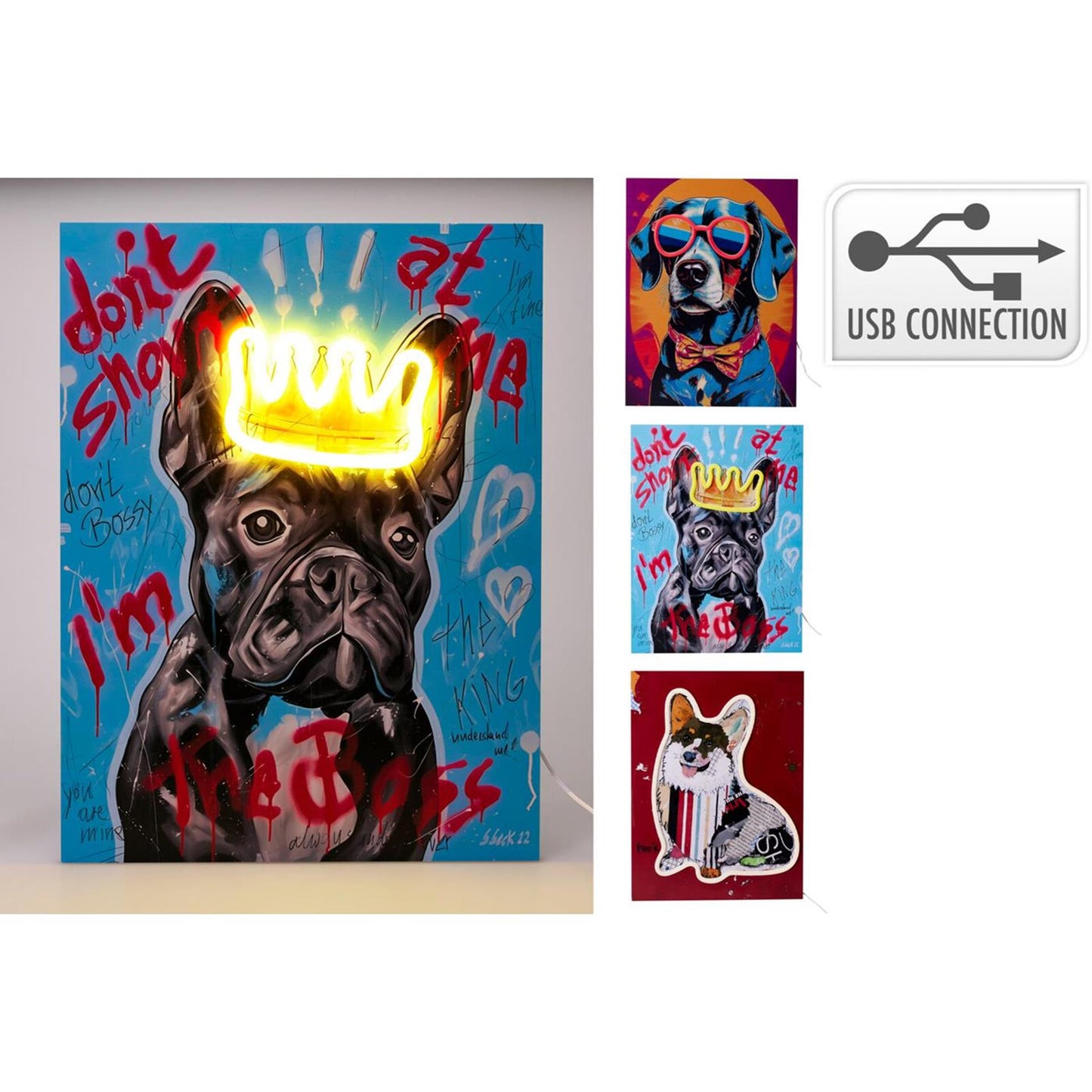 Home-Styling-Gemälde Neon-Hund 30x40cm