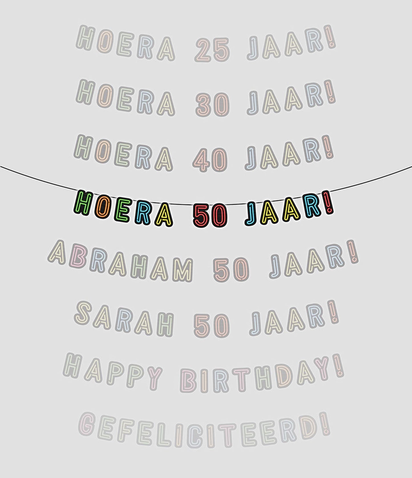 Paperdreams Neongirlande Hurra 50 Jahre!